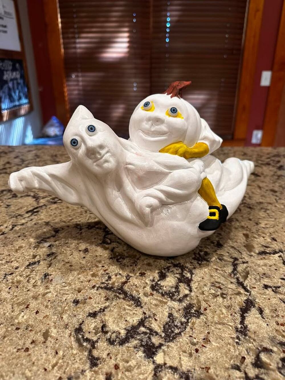 Vintage 1993 Mayco Halloween Ghost Pumpkin Rider Ceramic Figurine Hand Painted